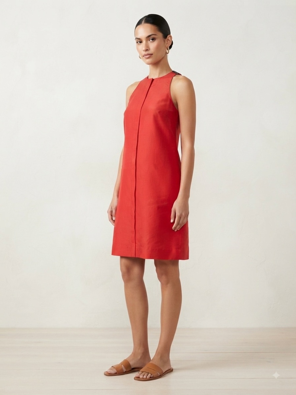 Club Monaco Silk Cotton Sleeveless Red Shift Dress